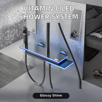 Système de douche mural thermostatique en céramique avec filtre à vitamine C, affichage LED de la température, commande par touches piano, jets de pulvérisation et pluie supérieure