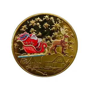 Kustom penjualan laris dekorasi baru desain untuk Natal koin tantangan emas untuk hadiah