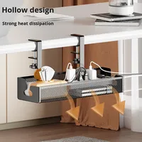 Support de rangement de bureau à domicile sans perçage organisateur de câbles sous le bureau avec support suspendu en maille métallique pour faisceau de fils de prise de salon
