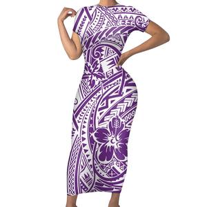 폴리네시아 드레스 미국 크기 사용자 정의 인쇄 소프트 폴리에스터 스판덱스 패브릭 롱 맥시 드레스 - Product Image 4