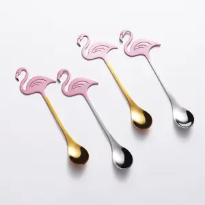 Bằng Thép Không Gỉ 304 Flamingo Hình Dạng Trà Đá Cà Phê Kem Tráng Miệng Thìa Muỗng Đối Với Quà Tặng