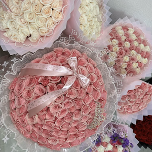 Bán buôn Hàn Quốc hoa xù bọc Ngọc trai sóng lưới sợi hoa gói bột giấy chất liệu nhăn lượn sóng cuộn bó hoa đóng gói - Product Image 2