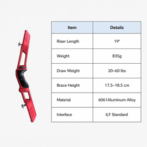 PMZ Archery - Empuñadura de Metal para Arco Recurvo, 19 Pulgadas, Compatible con <span class=keywords><strong>ILF</strong></span>, Empuñadura Ligera de Aleación de Aluminio para Arco - Product Image 2