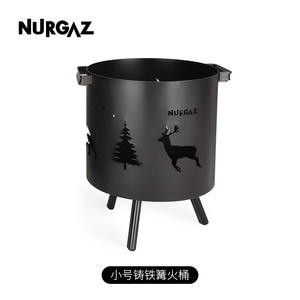 Poêle à bois portable NURGAZ pour le camping en plein air, seau à feu en fonte, petite taille, noir, pour la cuisson au feu de camp - Product Image 4