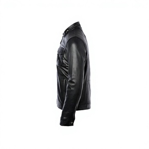 Premium Genuine Leather Winter Casual Jackets for <b>Men</b> Stand Collar Waterproof Zipper Dyed Washed Front Soft Comfortable Durable - Product Image 3