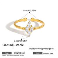 Bague en acier inoxydable plaqué or 18 carats avec zircon, pour femme, style simple et classique, résistante à l'eau