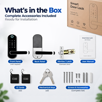 Serrure de porte sans clé avec empreinte digitale, carte IC, mot de passe, clé, application, serrure intelligente avec poignée réversible pour la maison et le bureau