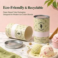 Tubo de Papel Kraft Recubierto para Contacto con Alimentos, Caja Cilíndrica de Papel para Helado, Logotipo Personalizado, Embalaje de Cartón para Regalos al por Mayor