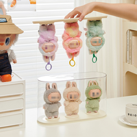 Boîte de présentation transparente tout-en-un pour poupées en peluche Labubu, organisateur de rangement anti-poussière pour figurines avec crochet