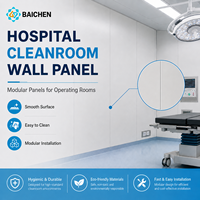 Panneau mural sandwich modulaire pour salle blanche, panneau préfabriqué à emboîtement avec coin intérieur courbé intégré