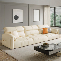 Canapé modulaire 3 places moderne en tissu de luxe léger, style oreilles d'éléphant, couleur crème, avec télécommande, pour salon simple