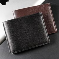 Dompet lipat kulit Pu pria, dompet lipat ganda kasual pendek sangat murah untuk kartu