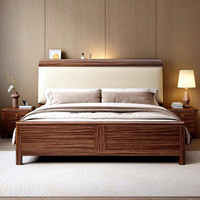 Lit de rangement moderne en bois de noyer massif, taille Queen, avec design épaissi, écologique et gain de place pour chambre principale