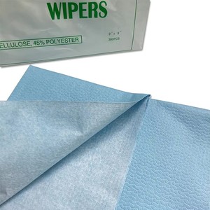 White Blue Color Non-<strong>woven</strong> Polyester Wipes Cleanroom Sheet <strong>Wiper</strong> Folding Design Disposable Wiping - Product Image 5
