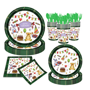 Vaisselle <span class=keywords><strong>jetable</strong></span> <span class=keywords><strong>Joyeux</strong></span> <span class=keywords><strong>Anniversaire</strong></span> – Assiettes, gobelets et serviettes en papier (200 pièces) – Style américain – Vente chaude – Prix de gros usine - Product Image 2