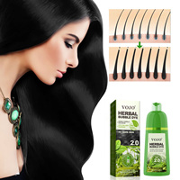 VOJO Herbal Bubble Shampooing colorant pour cheveux bruns et noirs 100% Gris Couverture Bulle Couleur des cheveux Couleur longue durée Facile à utiliser