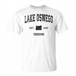 T-Shirt Vintage con Stampa Sportiva di Lake Oswego Oregon, Unisex, Girocollo, Manica Corta, in Cotone, per Adulti, Promozionale - Product Image 2