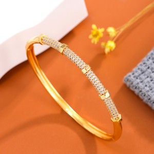 Gold Plated <b>Copper</b> Tennis <b>Bracelet</b> Double Row Zircon Geometric Design Gift Jewelry Fall 2024 Yiwu Origin - Product Image 2
