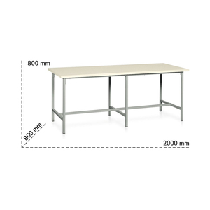 Banco DE TRABAJO Tecnotelai 2000x800x800mm con tapa de plástico laminado y reposapiés - Product Image 2