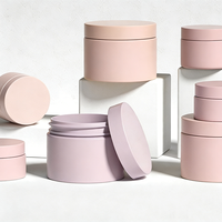 Pot en plastique rose givré de 3 oz, 5 oz, 8 oz, 10 oz, 12 oz, 16 oz avec logo doré pour crème corporelle et lotion visage, emballage cosmétique