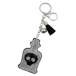 New Sparkling Crystal Rhinestones Halloween Perfume Bottle Keychain With Tassel Girls Gift Car <b>Keys</b> <b>Holder</b> Bags Charms - Product Image 5