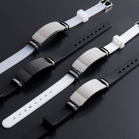Bracelet en silicone et acier titane lumineux, tendance et brillant, pour couple, avec logo gravé au laser, personnalisable