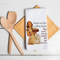 Serviette de cuisine drôle rétro femme au foyer humour cadeau de pendaison de crémaillère torchons gaufres