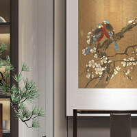 Peintures décoratives suspendues de style chinois avec des fleurs et des oiseaux pour la maison, la salle de thé