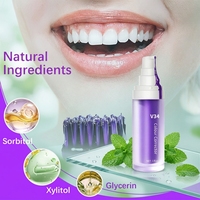 Prix d'usine V34 Dentifrice correcteur de couleur violet, résultat rapide, traitement blanchissant des dents, soins bucco-dentaires quotidiens