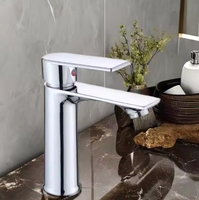 Robinet de lavabo moderne en ABS à poignée unique, chromé, mitigeur de salle de bain à poser, économiseur d'eau, pour hôtel et maison