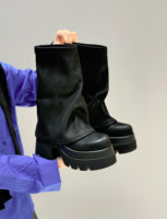 Bottes mi-mollet à talon épais de couleur unie, super tendance et polyvalentes, rehaussant la silhouette, nouvelle collection automne 2026 pour femme