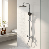 Ensemble de robinets de douche thermostatiques en laiton doré brossé, avec étagère carrée de 24 pouces et jets de pluie doux, pour systèmes d'appartements et d'hôtels