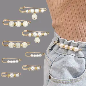 Fashion versatile decorative pin brooch trousers waist clothes Fixed Clothes Pearl Brooch