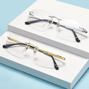 Ultra Glasses Anti Blue Light Silver Pure Titanium Optical Eyeglasses 6.7g Rimless Prescription Eyeglass Frames For Business Men