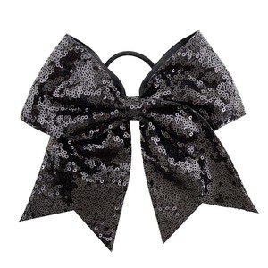 Wholesale Sequin Tail Bow <strong>Hair</strong> Ties for Teenagers Custom Designs Cheerleading Streamer Ponytail Holders As Party <strong>Hair</strong> Accessory - Product Image 4