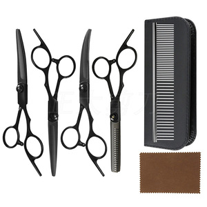 Pet Grooming Scissors Set Stainless Steel Curved Black Gold For Cat Dog Hair Trimming Multifunctional Tool With Case And Cloth - Product Image 3
