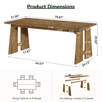 Table de conférence en bois massif Tribesigns de 71 pouces pour 6 à 8 personnes, table de réunion rectangulaire de 6 pieds avec pieds renforcés
