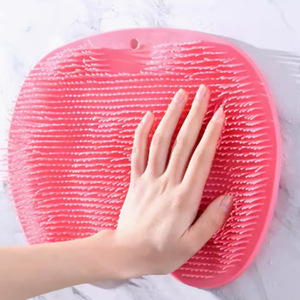 Silicone Bath Brush Wall Mounted Oval Back Scrubber Massage Brush For Shower Body Care Blue Pink Yellow Green - Product Image 4