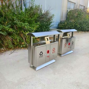Contenedor de Reciclaje de Acero Inoxidable para Exteriores Zhongming, 98*40*100mm, con Tapas, para Uso en Parques - Product Image 2