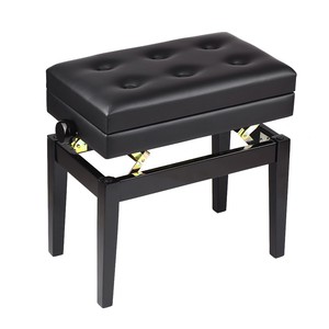 Banco de <span class=keywords><strong>Piano</strong></span> Ajustable de Madera con Cojín Acolchado y Almacenamiento para Partituras, Color Negro - Product Image 3