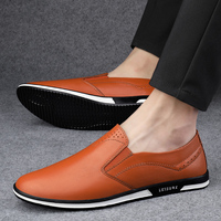 Zapatos deportivos de cuero informales de negocios sin cordones para hombre de otoño/primavera/invierno transpirables ligeros antideslizantes