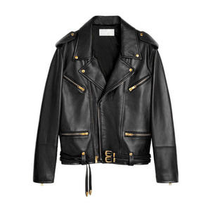 Giacca <span class=keywords><strong>in</strong></span> Vera <span class=keywords><strong>Pelle</strong></span> di Agnello per <span class=keywords><strong>Donna</strong></span>, Stile Moto Rock <span class=keywords><strong>Biker</strong></span> con Cerniera e Cintura, Personalizzabile dal Fornitore - Product Image 1
