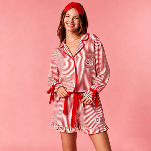 Pijamas Navideños para Mujer, Conjunto de Pijama Tejido, Ropa de Dormir Navideña de Manga Larga, Conjunto para Estar en Casa, Conjunto de Pijama de Bambú para las Fiestas - Product Image 3