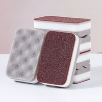 Sable de diamant petite éponge ondulée à coins arrondis avec conception à trois couches pour le nettoyage double face des ustensiles de cuisine vaisselle