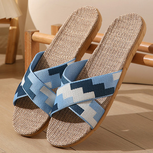 Pantuflas de Lino a Cuadros, Cómodas, de Tacón Plano, para Interiores, Absorbentes de Sudor, Antideslizantes, Desodorantes, para Mujer, para las Cuatro Estaciones - Product Image 4