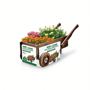 Fioriera in Legno con Ruote e Maniglie, Vaso da Giardino Quadrato Marrone Rustico - Product Image 1