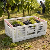 Caisse en plastique pliable empilable pour le stockage des fruits et légumes, durable, ventilée, en maille, pliable