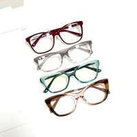 Nouvelles Lunettes de Luxe Tendance en Acétate Massif Effet Œil de Chat Unisexe Adulte Monture Complète Polie à la Main Confortables pour Usage Quotidien Protection Oculaire