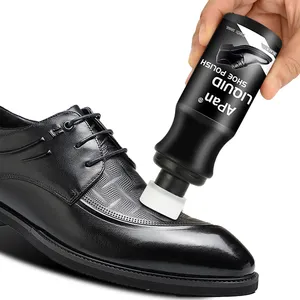 black liquid shoe polish 100ml bottle with applicator sponge