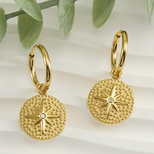 ZOGXIN 18K Gold Plated Eight Pointed Star Hoop Earrings For Women Fashion Party Jewelry Gold Color Geometric Design - Product Image 2